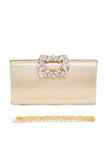Women Crystal Buckle Snap On Metallic Box Clutch | Zarnesh