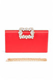 Women Crystal Buckle Snap On Metallic Box Clutch | Zarnesh