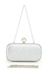 Women Crystal Flower Statement Satin Heart Shape Clutch Zarnesh