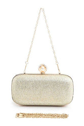 Women Crystal Flower Statement Satin Heart Shape Clutch Zarnesh