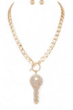 Women’s Crystal Key Pendant Necklace Set | Zarnesh