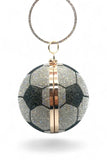 Women Crystal Pave Soccer Ball Pendant Shoulder Chain Clutch Zarnesh