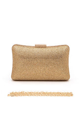 Women Crystal Pave Statement Removable Chain Box Clutch Zarnesh