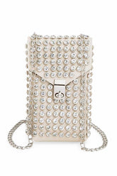 Womens Crystal Studs Cellphone Chain Strap Convertible Bag | Zarnesh
