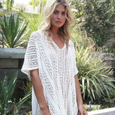 Women Elegant Short Sleeves Loose Fit Bianca Swimsuit Cover Up Zarnesh