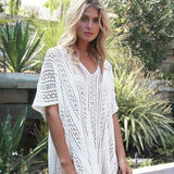 Women Elegant Short Sleeves Loose Fit Bianca Swimsuit Cover Up Zarnesh