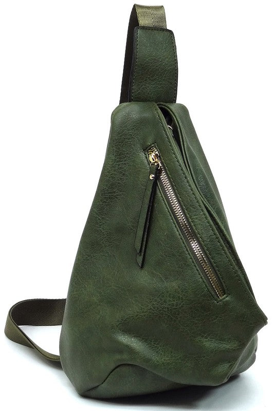 Women Faux Vegan Adjustable Shoulder Strap Sling Bag Backpack Zarnesh