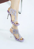 Women Fialka Diamante Rhinestones Square Toe Stiletto Sandals Zarnesh