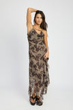 Women Flattering Floral Ruffle Sleeveless Fully Lined Maxi Dress Zarnesh