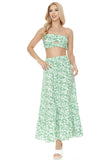 Women Floral Ankle Length Maxi Skirt Strapless Fitted Top Set Zarnesh