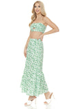 Women Floral Ankle Length Maxi Skirt Strapless Fitted Top Set Zarnesh