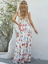 Women Floral Tie Shoulder Sleeveless V Neckline Maxi Dress Zarnesh