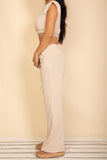 Women French Terry Crop Top Wide Leg Pants Set | Zarnesh