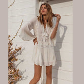 Women Front Tassel V Neckline Loose Fit Chloe Swimsuit Cover Up Zarnesh