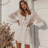 Women Front Tassel V Neckline Loose Fit Chloe Swimsuit Cover Up Zarnesh