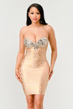Women Gilded Glamour Silver Strapless Sweetheart Neckline Dress Zarnesh