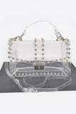 Women Glittering Crystal Accent Clear Crossbody Swing Bag Zarnesh