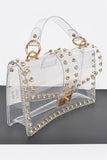 Women Glittering Crystal Accent Clear Crossbody Swing Bag Zarnesh