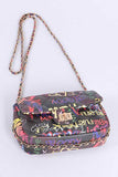 Women Graffiti Print Quilted Durable Materials Shoulder Bag Zarnesh