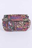 Women Graffiti Print Quilted Durable Materials Shoulder Bag Zarnesh