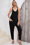 Women Harem Pants Sleeveless Side Pockets V Neck Jumpsuit Zarnesh