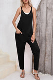 Women Harem Pants Sleeveless Side Pockets V Neck Jumpsuit Zarnesh