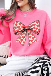 Women Heart Coquette Bow Graphic Plus Fleece Sweatshirt | Zarnesh