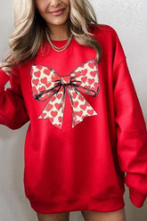 Women Heart Coquette Bow Graphic Plus Fleece Sweatshirt | Zarnesh