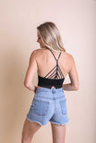 Women High Neck Sleeveless Pullover Crochet Lace Trim Bralette Zarnesh