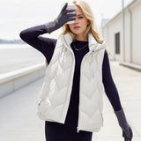 Women High Quality Down Fill Quilted Puffer Vest with Hoodie Zarnesh
