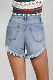 Women High Rise Distressed Premium Light Wash Shorts | Zarnesh