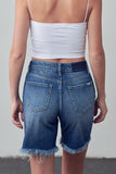 Women High Rise Ripped Zipper Bermuda Denim Shorts | Zarnesh