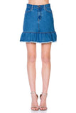 Women High Waist Five Pocket A Line Ruffle Hem Denim Skirt Zarnesh