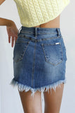Women High Waist Long Frayed Hem Mini Denim Skirt | Zarnesh