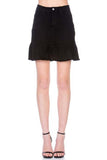 Women High Waisted A Line Ruffle Hem Denim Mini Skirt Zarnesh