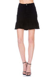 Women High Waisted A Line Ruffle Hem Denim Mini Skirt Zarnesh