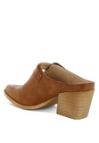 Women Holler Carved Buckle Statement Block Heel Mules | Zarnesh