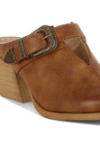 Women Holler Carved Buckle Statement Block Heel Mules | Zarnesh