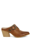Women Holler Carved Buckle Statement Block Heel Mules | Zarnesh