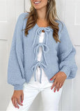 Women's Knit Cardigan V-Neck Long Sleeve Tie-Up Sweater | Zarnesh