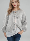 Women's Knit Cardigan V-Neck Long Sleeve Tie-Up Sweater | Zarnesh