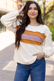 Women Knit Patchwork Drop Shoulder Sleeve Sweatshirts Zarnesh