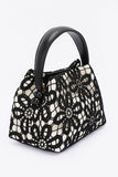 Women Lace Flower 2 Tone Top Handle Convertible Clutch Zarnesh
