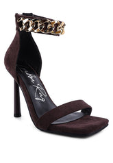 Women Last Sip Heeled Faux Suede Chain Strap Sandal | Zarnesh