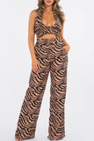 Women’s Leopard Print Halter Neck Two Piece Set Dress | Zarnesh