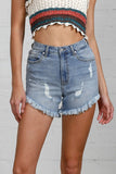 Women High Rise Distressed Premium Light Wash Shorts | Zarnesh