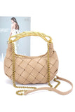 Women Luxurious Textured Gold Bar Weaved Swing Bag Zarnesh