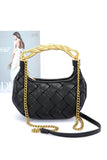 Women Luxurious Textured Gold Bar Weaved Swing Bag Zarnesh