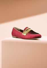 Women Malta Penny Strap Velvet Flat Heel Loafers | Zarnesh