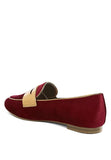 Women Malta Penny Strap Velvet Flat Heel Loafers | Zarnesh